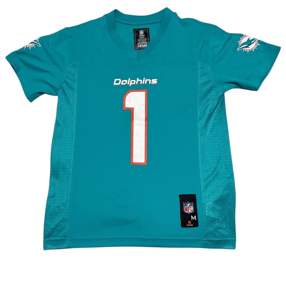 NFL Miami Dolphins Tua Tagovailoa 1 Youth Medium 10/12 Aqua Football Jersey